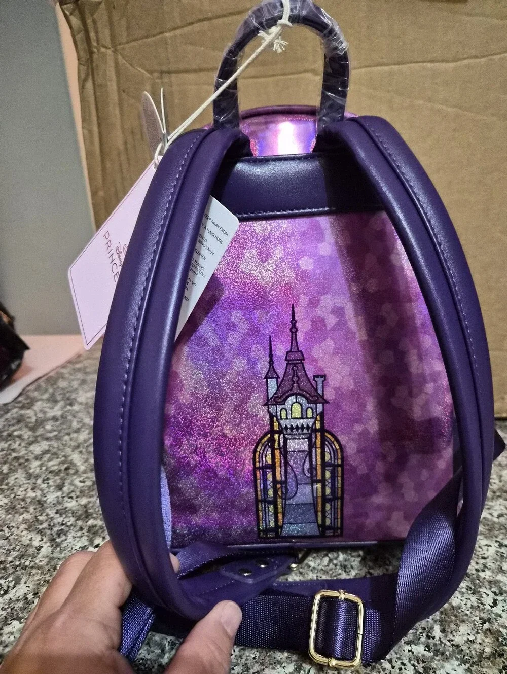 Loungefly Disney Rapunzel Glitter Stainglass Mini Backpack